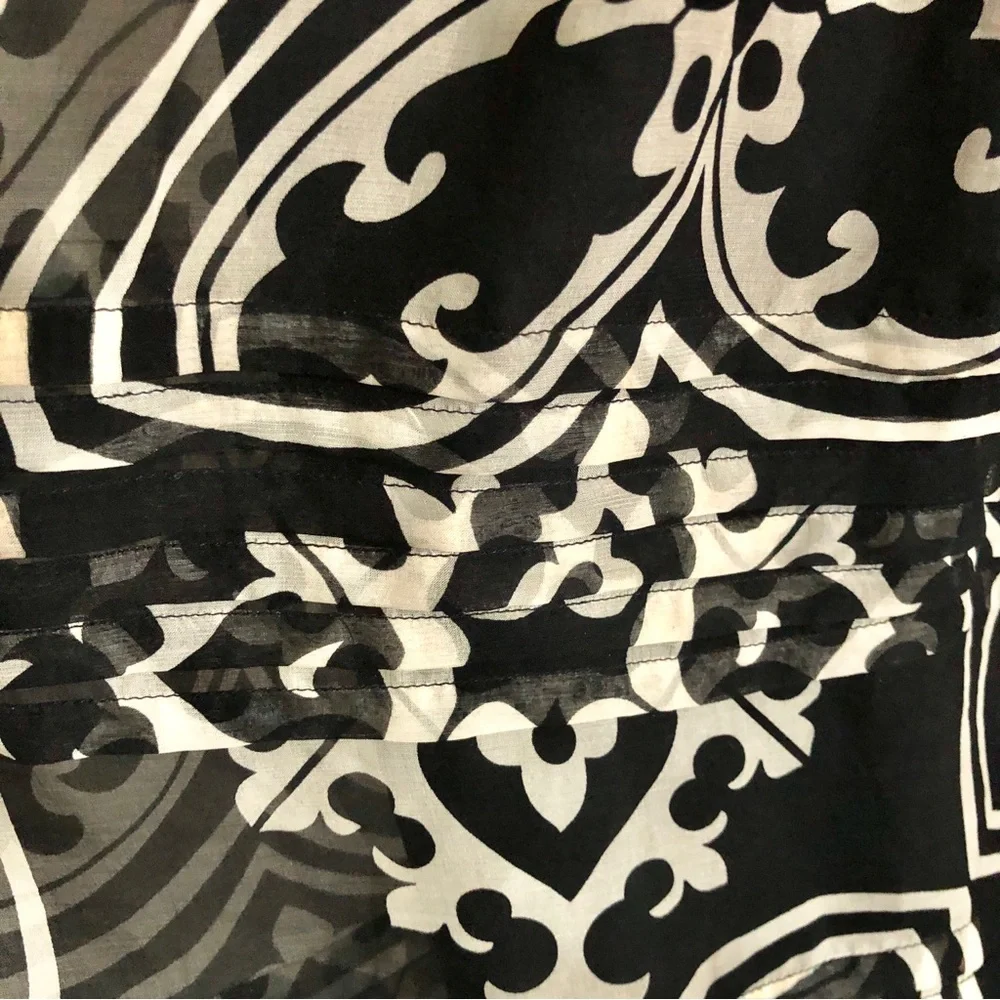 J. Crew Black and White Damask Print Silk Midi Skirt